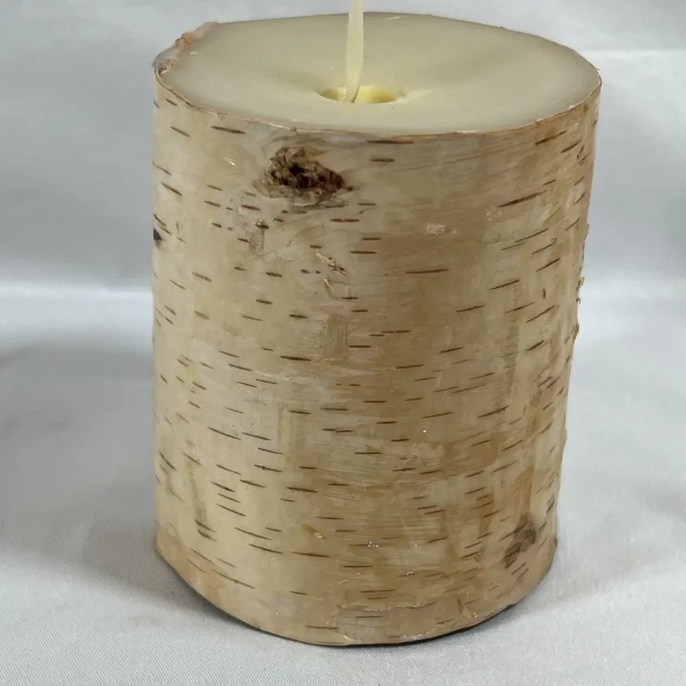 Luminara Real Bark Wrapped Battery Operated Flameless Wax Candle 3x4